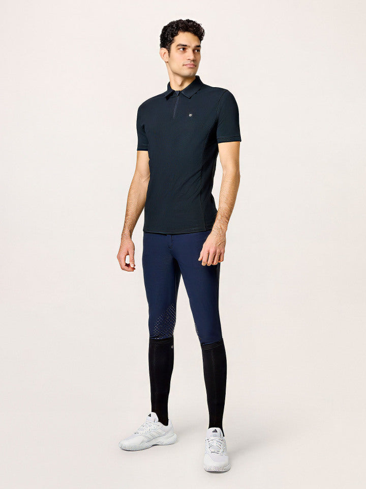 Polo Shirt Zip Men Black