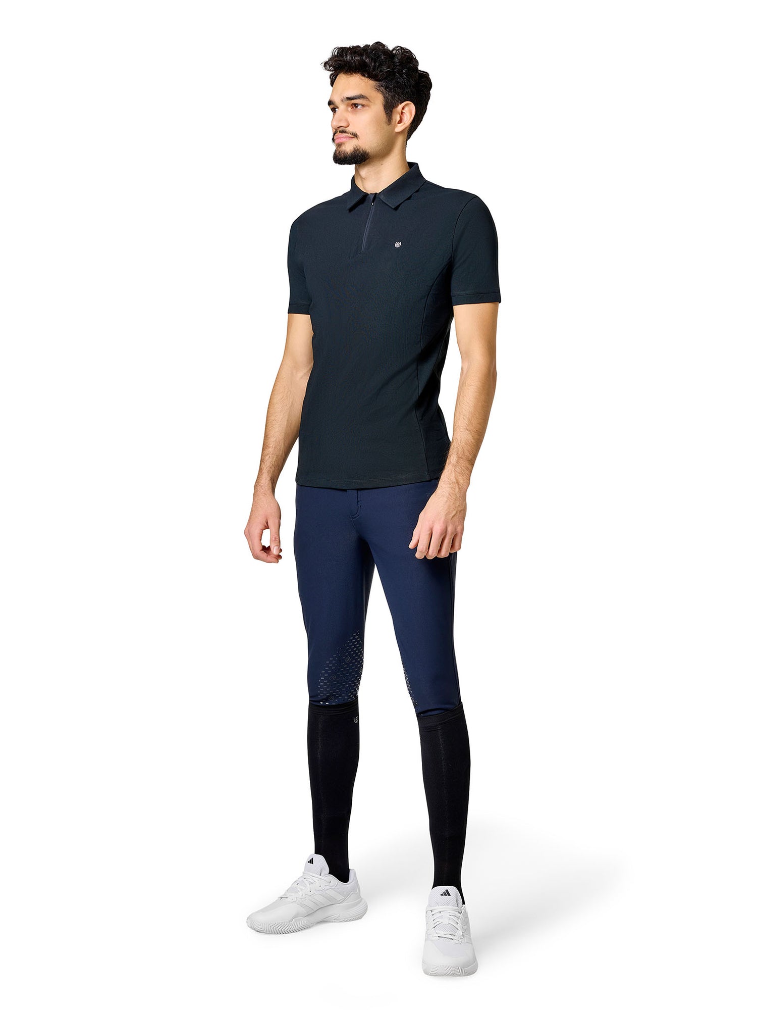 Polo Shirt Zip Men Black