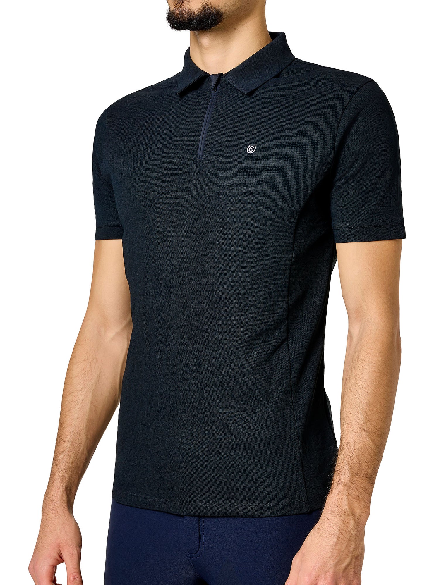 Polo Shirt Zip Men Black