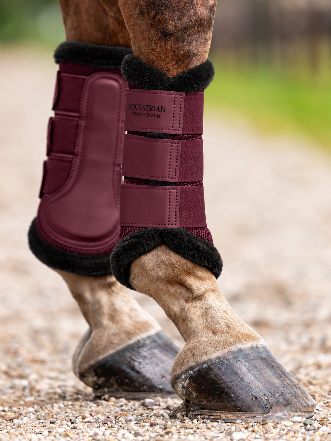 Fur Mesh Brushing Boots Mauve Wine