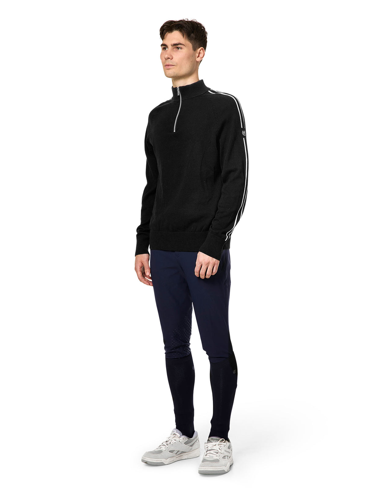 Strick Zip Top Herren Black