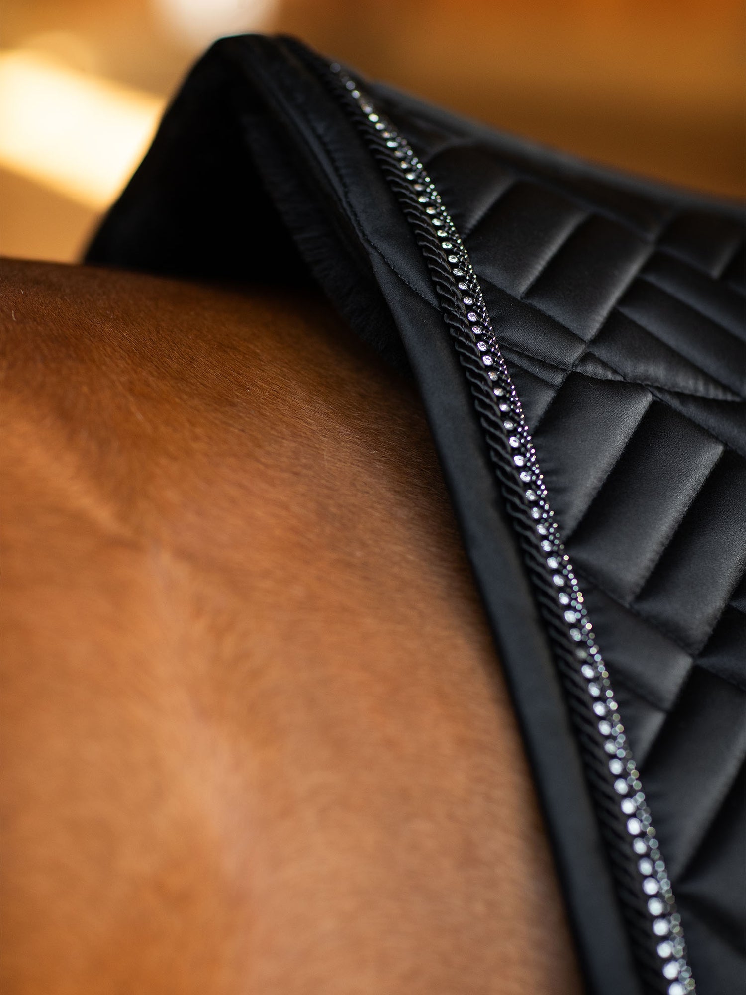Dressage Saddle Pad Vegan Fur Crystal Black