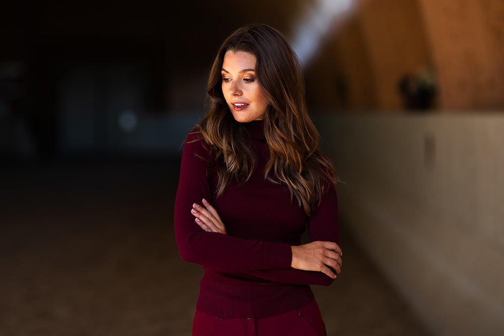 Knitted Polo Top Bordeaux