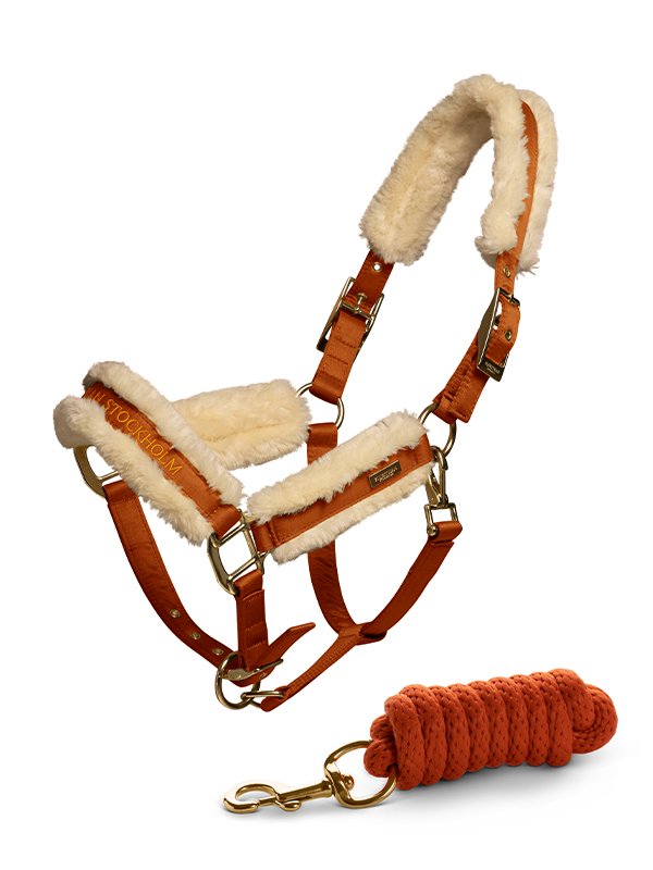 Fur Halter & Lead Rope Bronze Gold