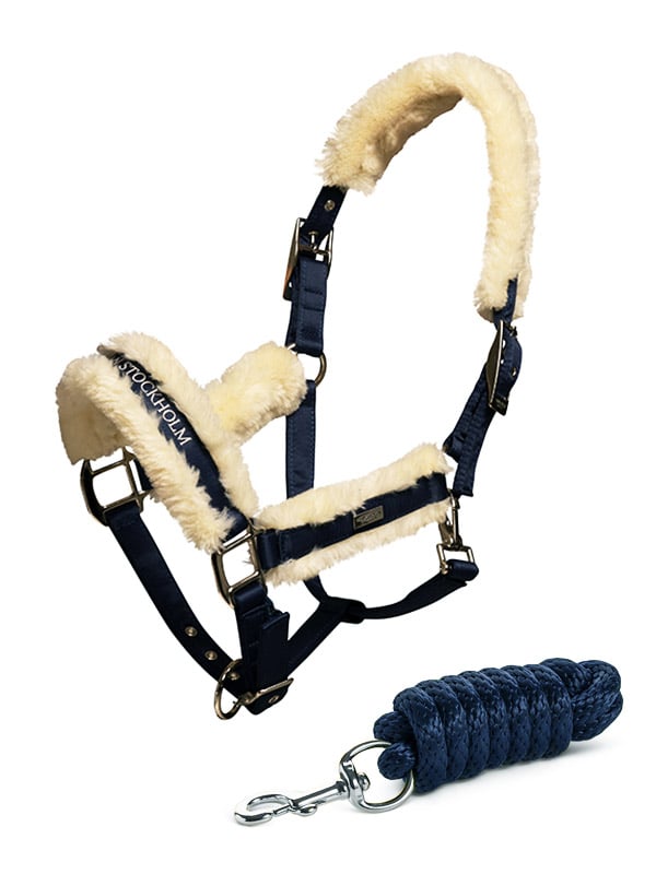 Fur Halter & Lead Rope Navy | Equestrian Stockholm