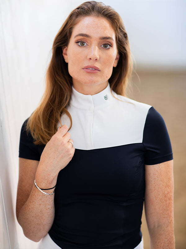 Refined Competition Top Navy White Short Sleeve