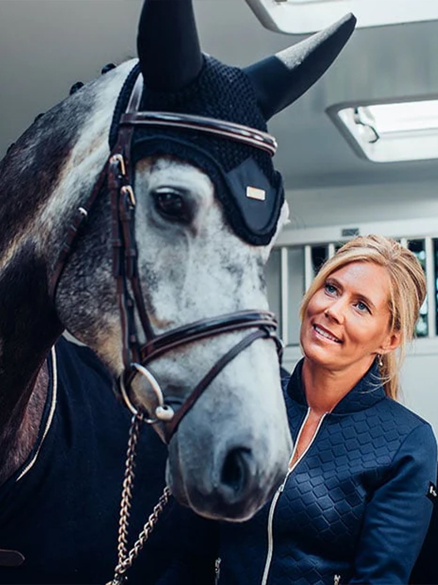 Fliegenhaube Schwarz Silber