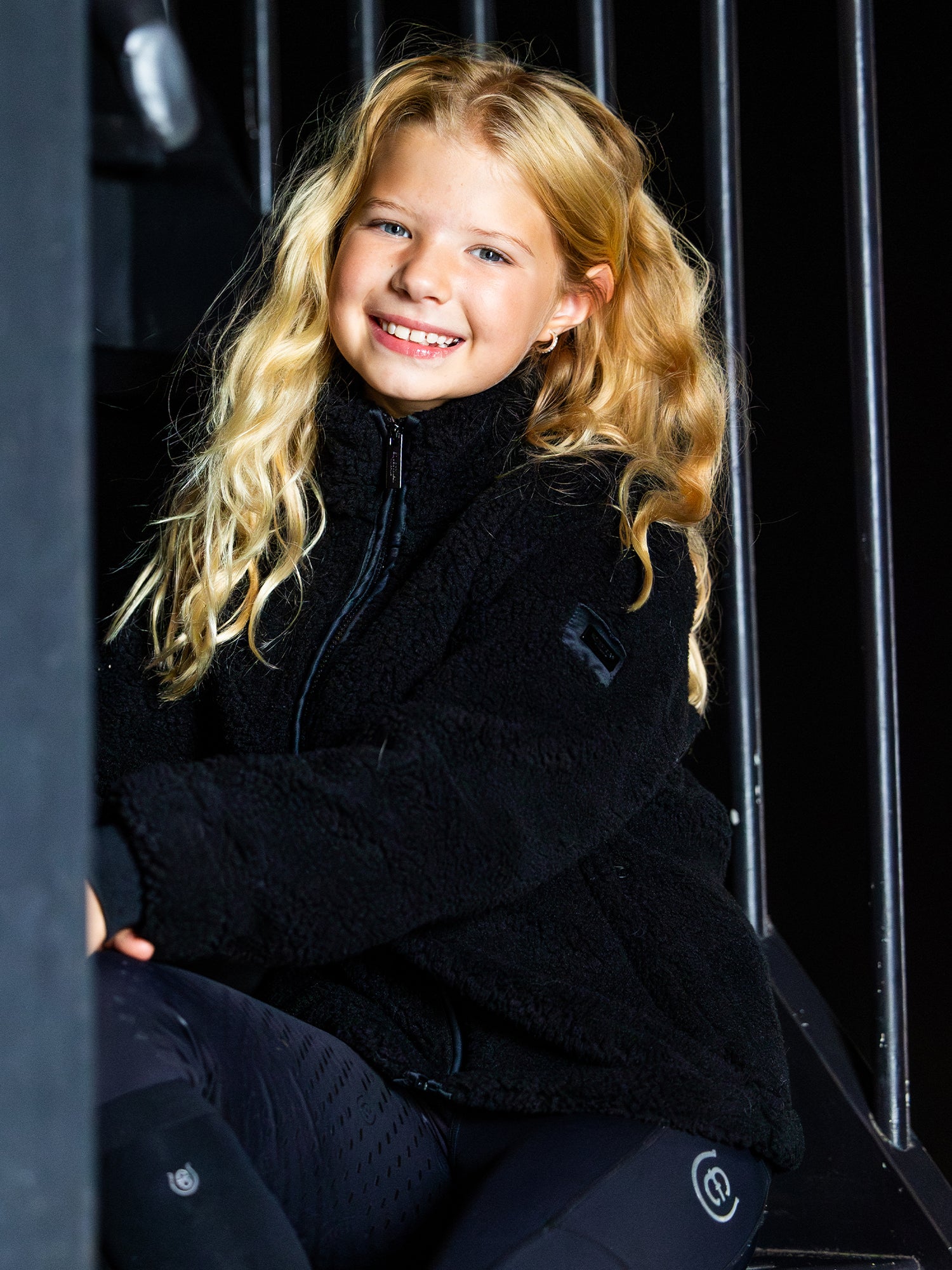 Teddy Fleece Jacket Young Rider Black