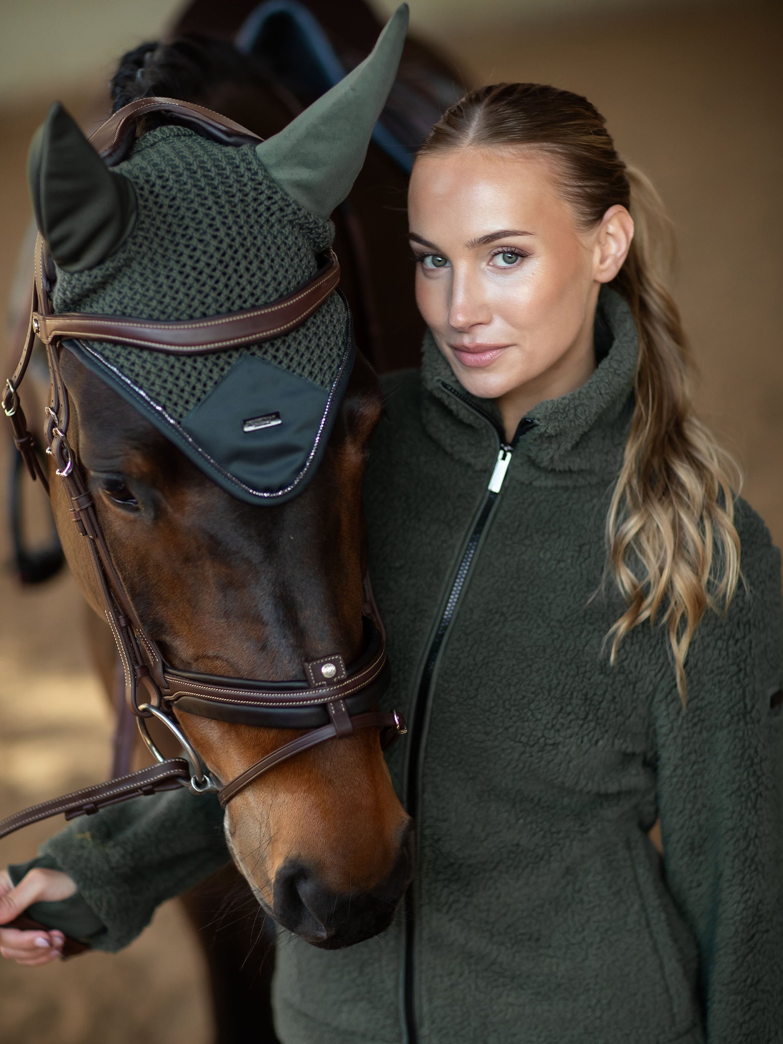 Teddy Fleece Jakke Avenue Green | Equestrian Stockholm