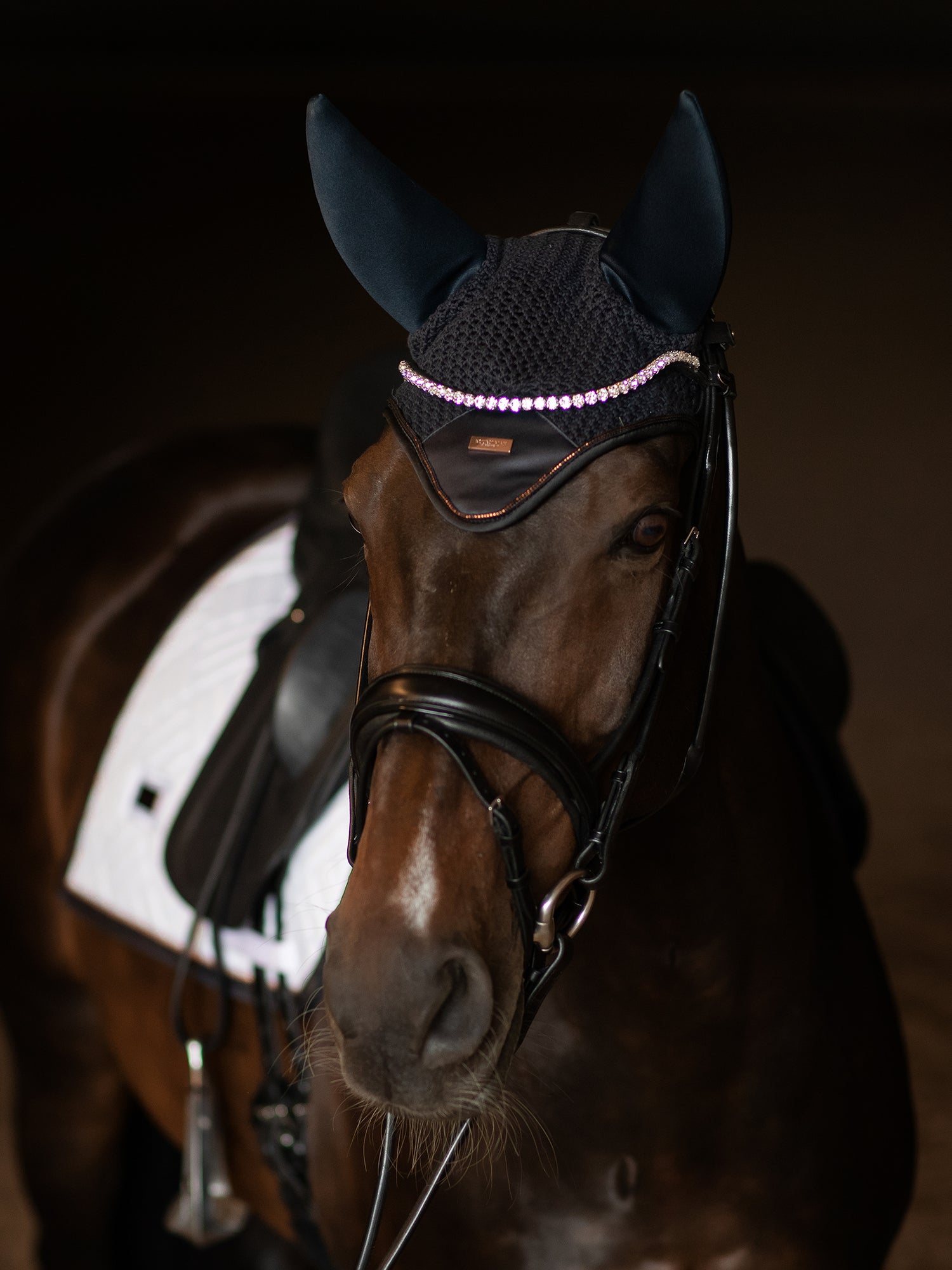 Padded Ear Bonnet Modern Dark Ocean