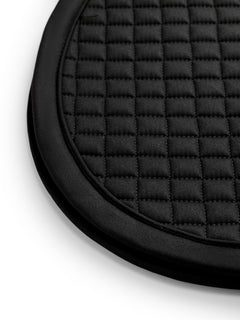 Studio image of Equestrian Stockholm Jump Saddle Pad Cotton Black Germany featuring square quilting.