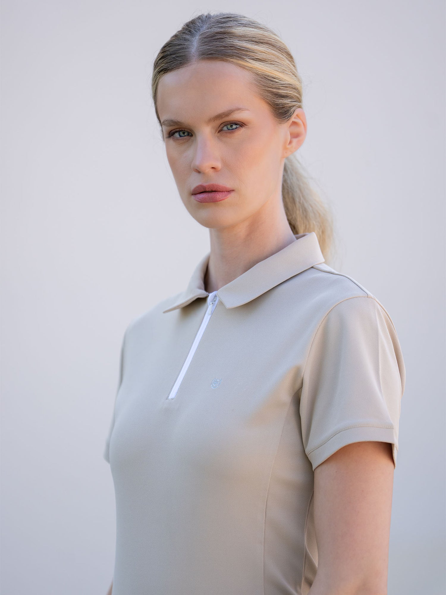 Polo Shirt Zip Sand
