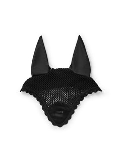 Image studio du bonnet Velvet Black Equestrian Stockholm en coton crocheté et patch en velours.