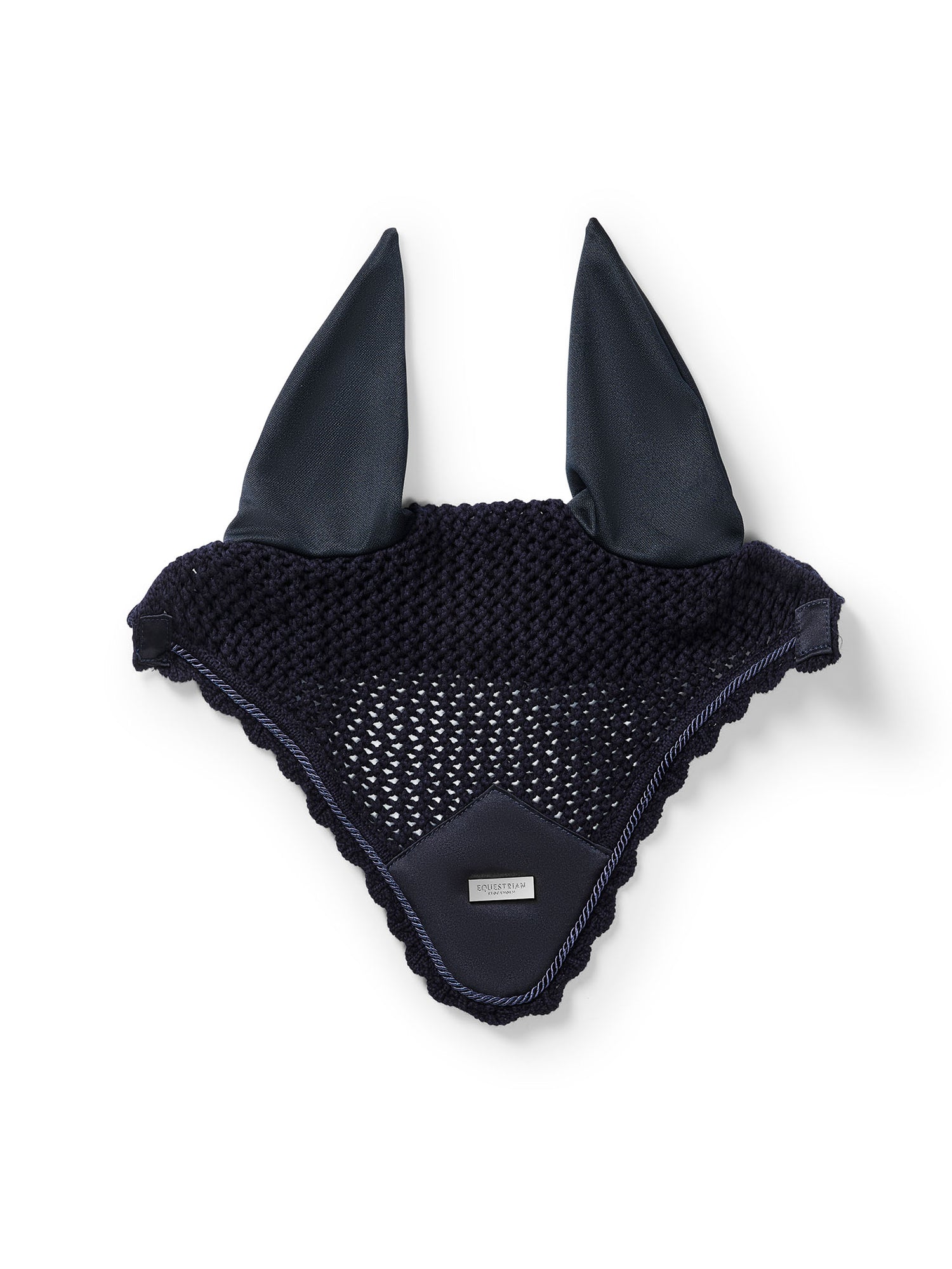 Ear Bonnet Plain Navy Silver