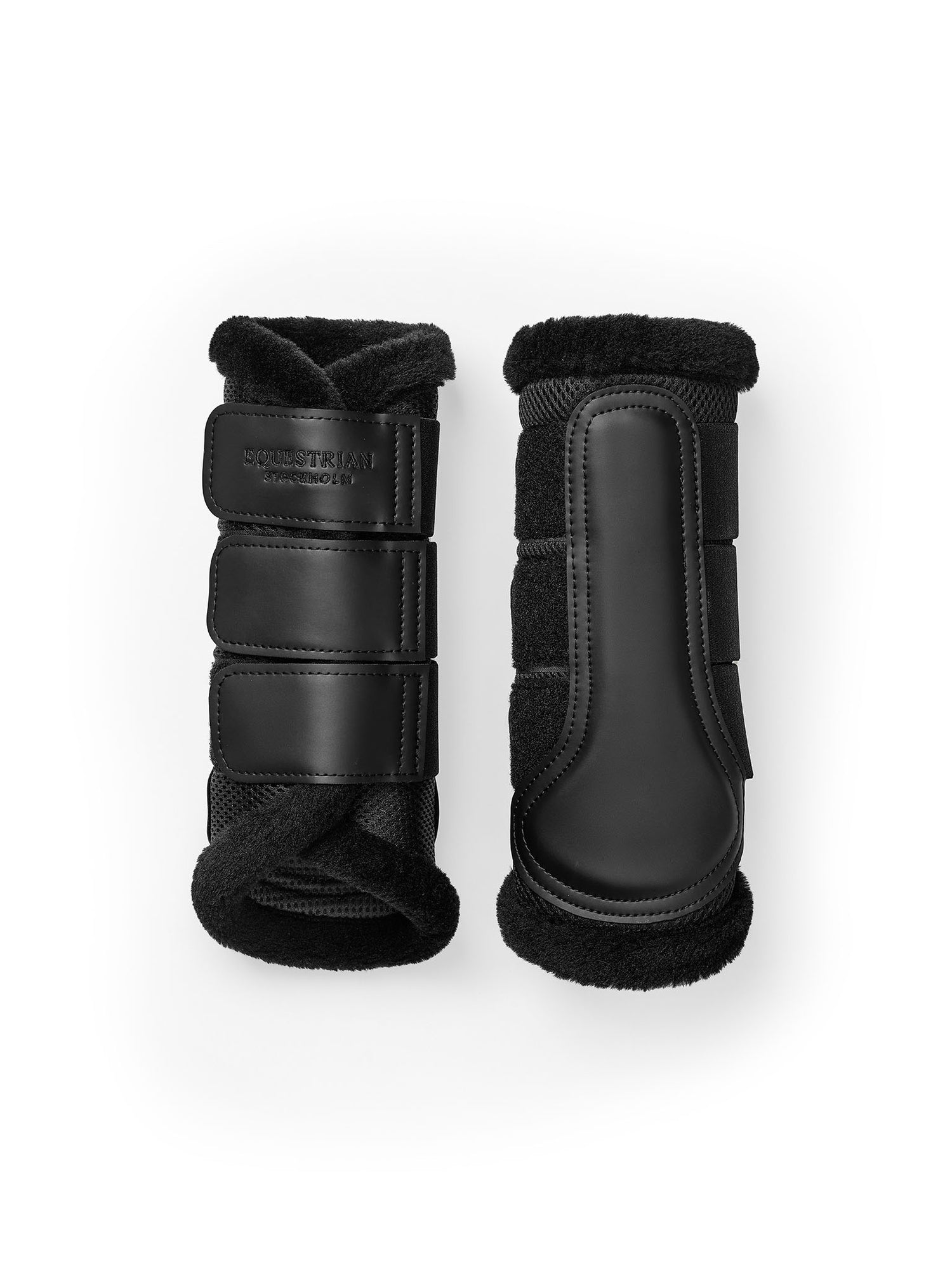 Fur Mesh Brushing Boots Black