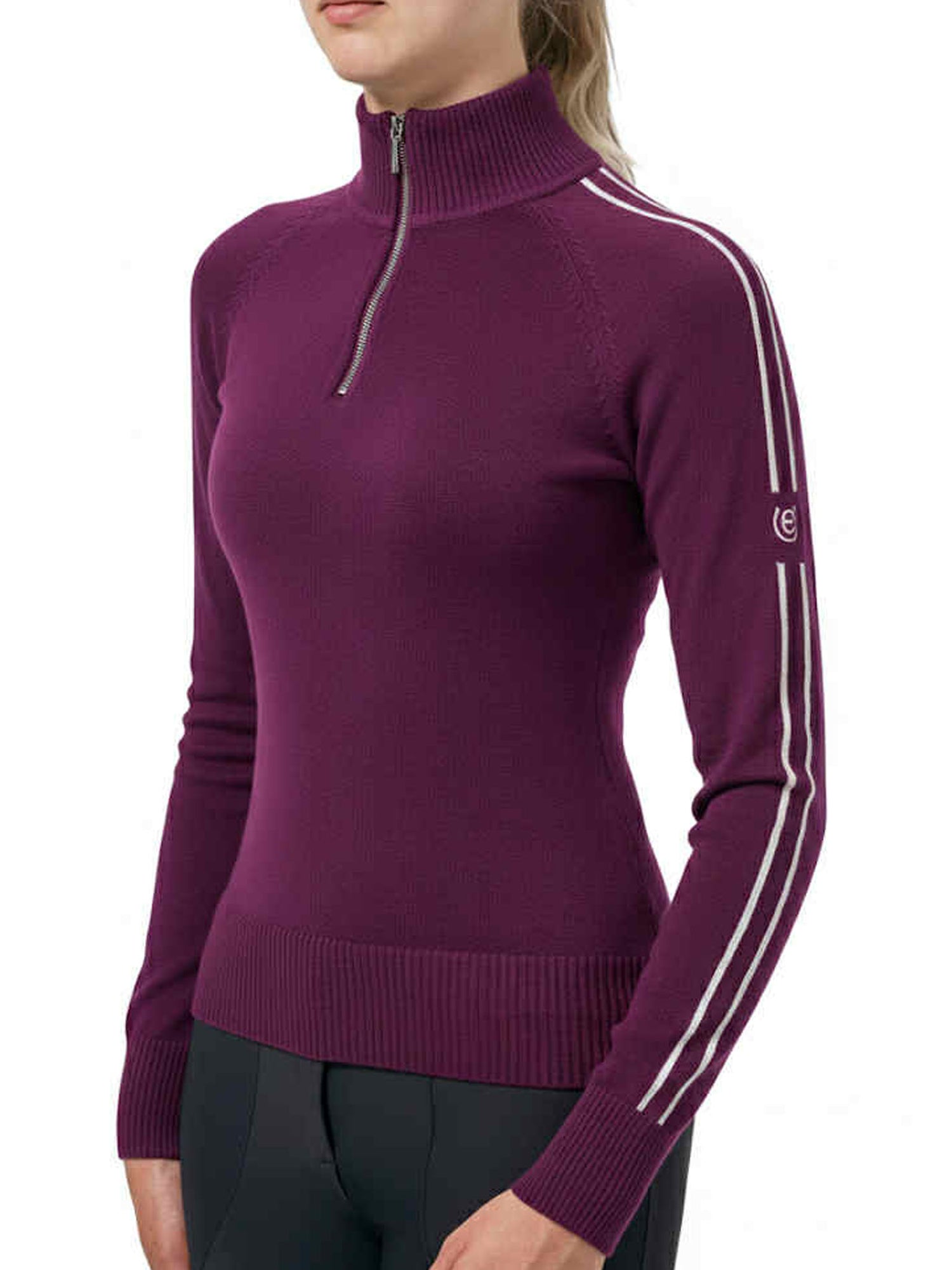 Knitted Zip Top Mauve Wine