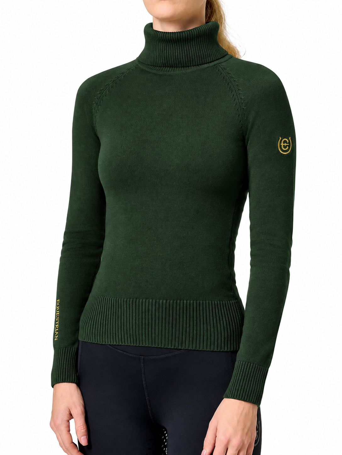 Knitted Polo Top Forest Green