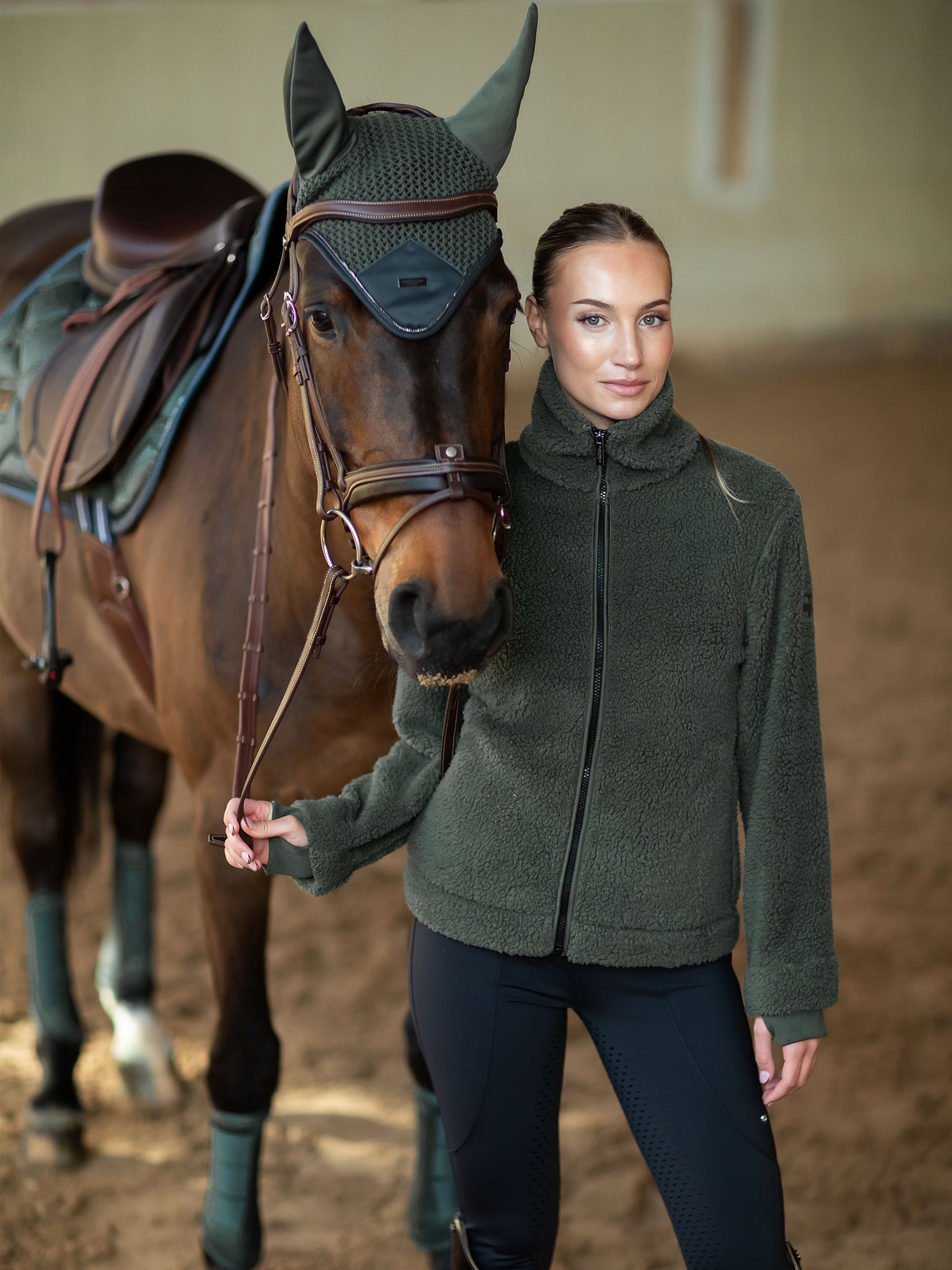 Teddy Fleece Jakke Avenue Green | Equestrian Stockholm