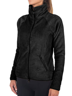 Image studio de la Veste Polaire Velvet Black Equestrian Stockholm en velours noir dotée d'un col montant.