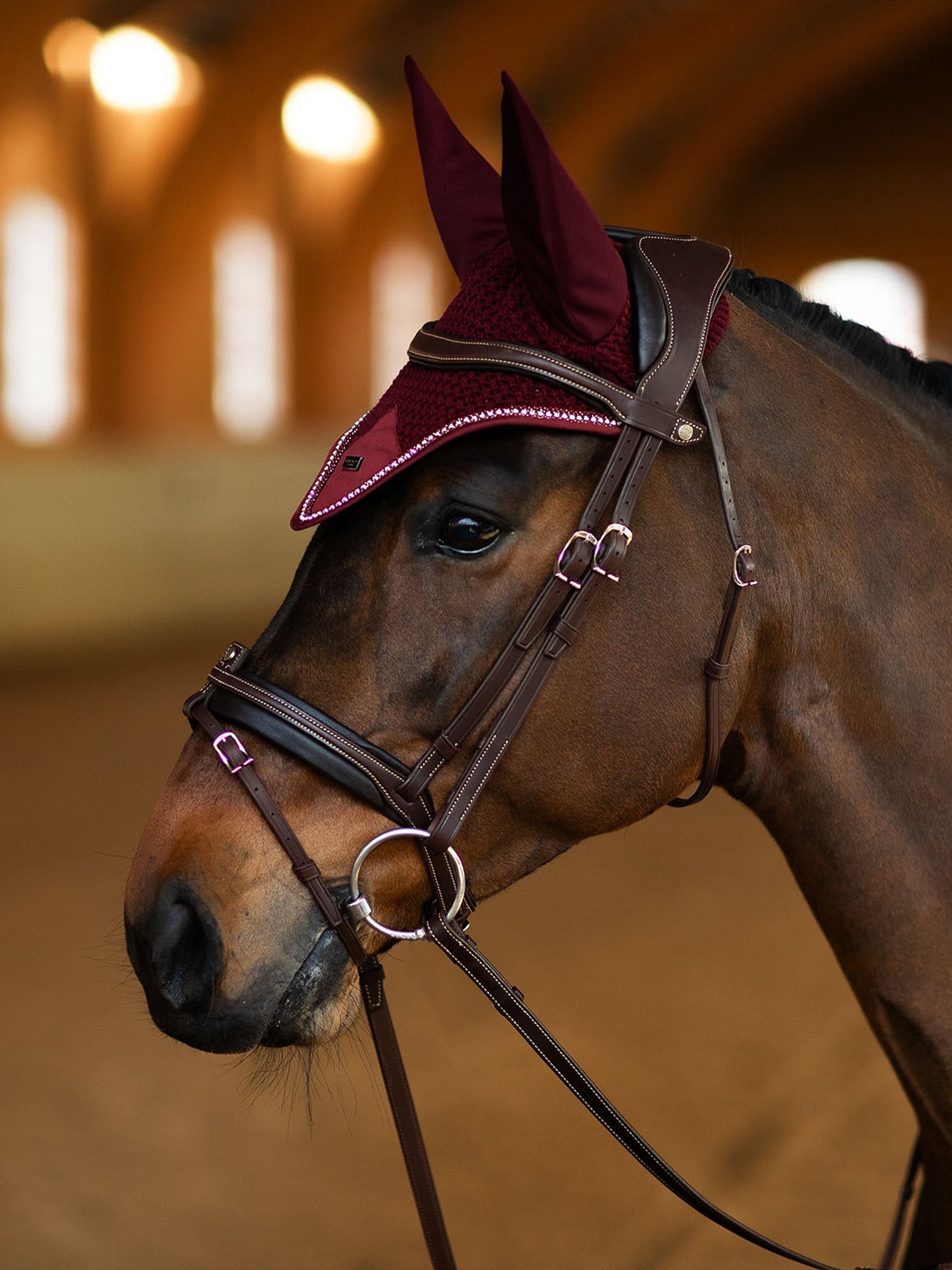 Ear Bonnet Modern Crystal Bordeaux