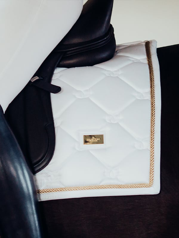Dressage Saddle Pad White Perfection Gold Full
