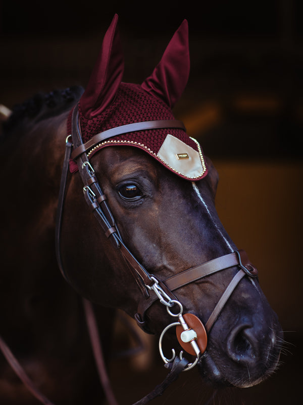 Ear Bonnet Crystal Merlot Gold