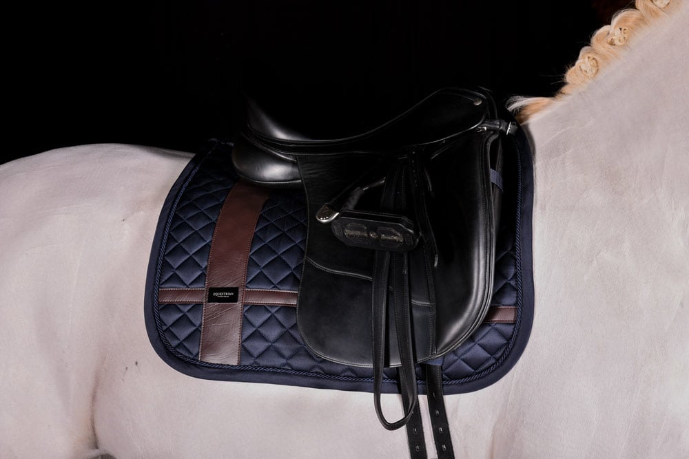 Dressage Saddle Pad Leather Deluxe Silver Cob