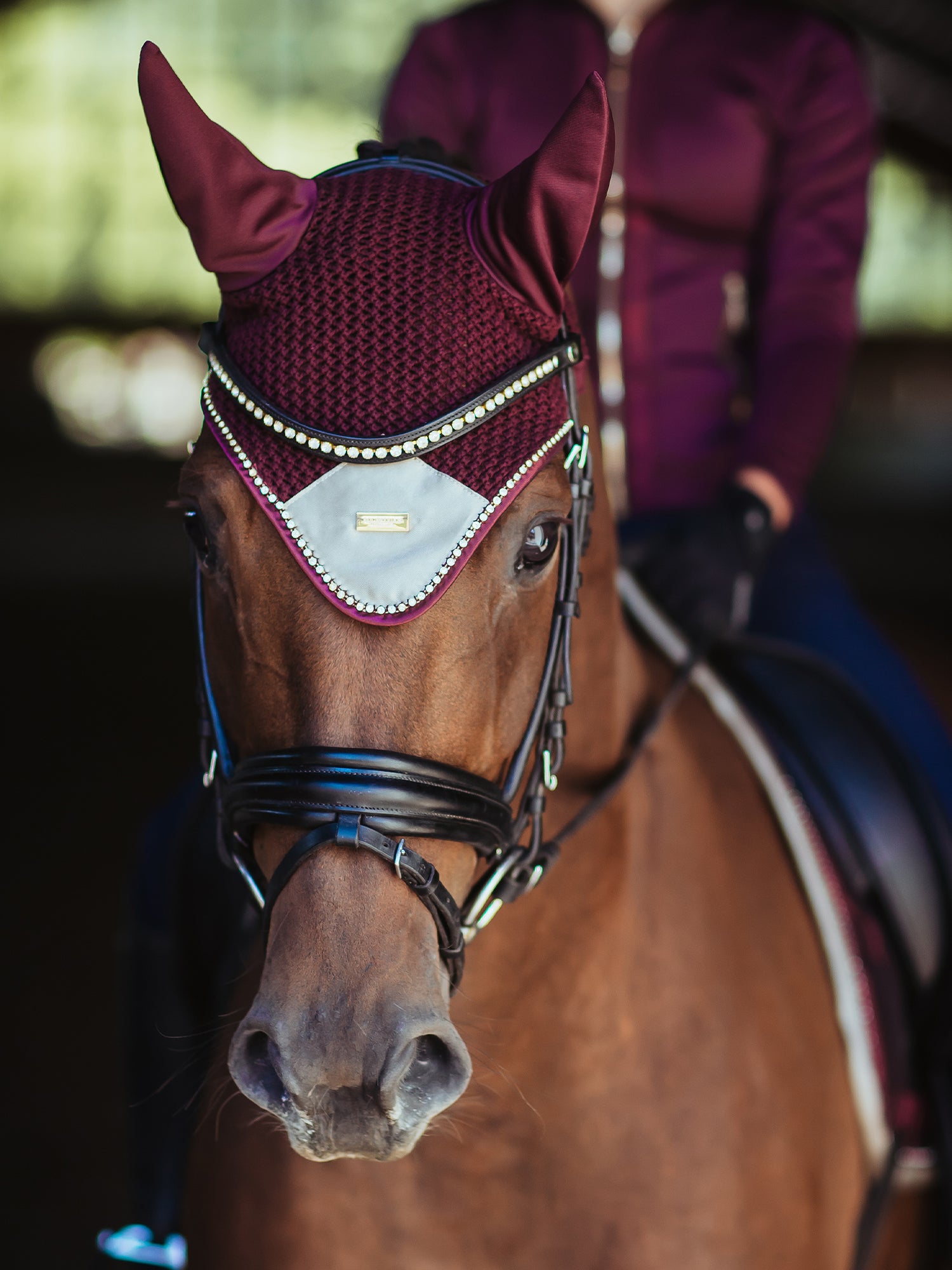 Ear Bonnet Crystal Merlot Gold