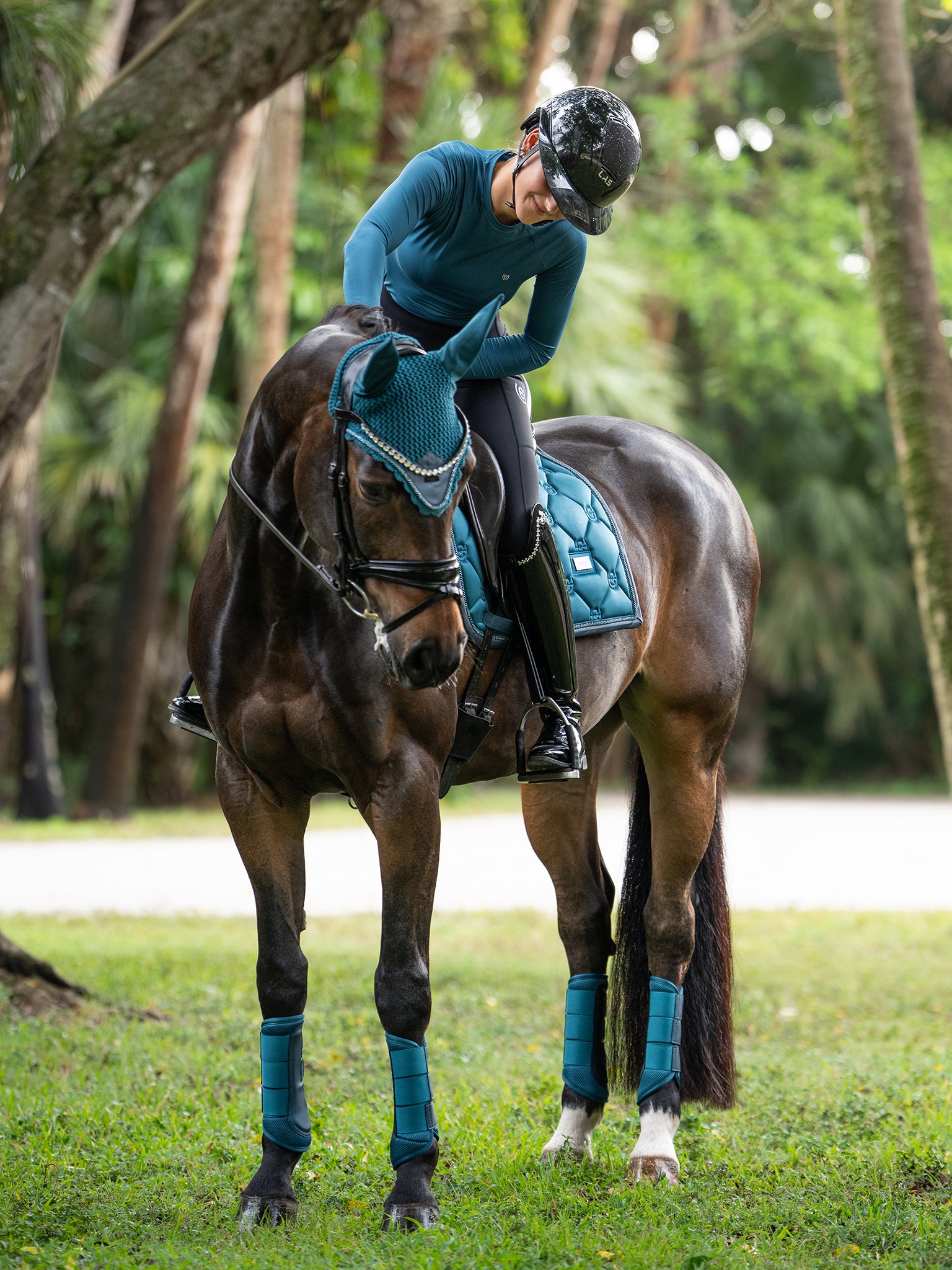 Mesh Brushing Boots Teal Blue | Equestrian Stockholm