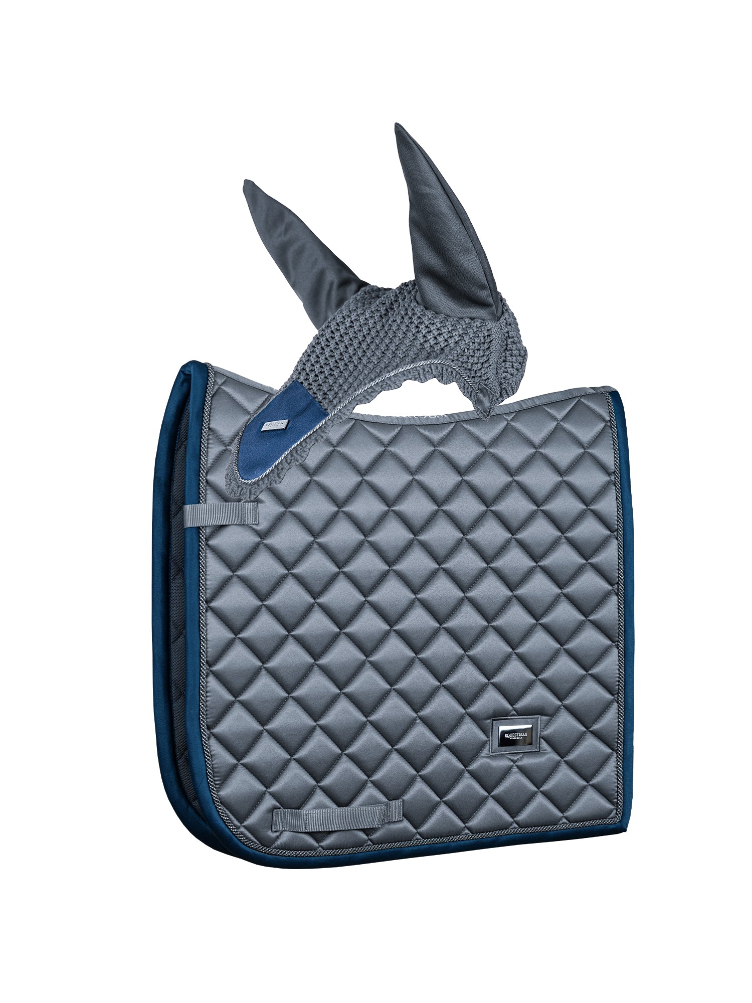 Dressage Saddle Pad + Ear Bonnet - Metallic Blue