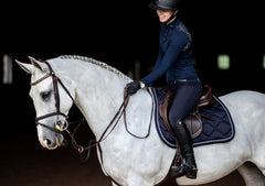 Rider and horse in Midnight Blue Jump Saddle Pad