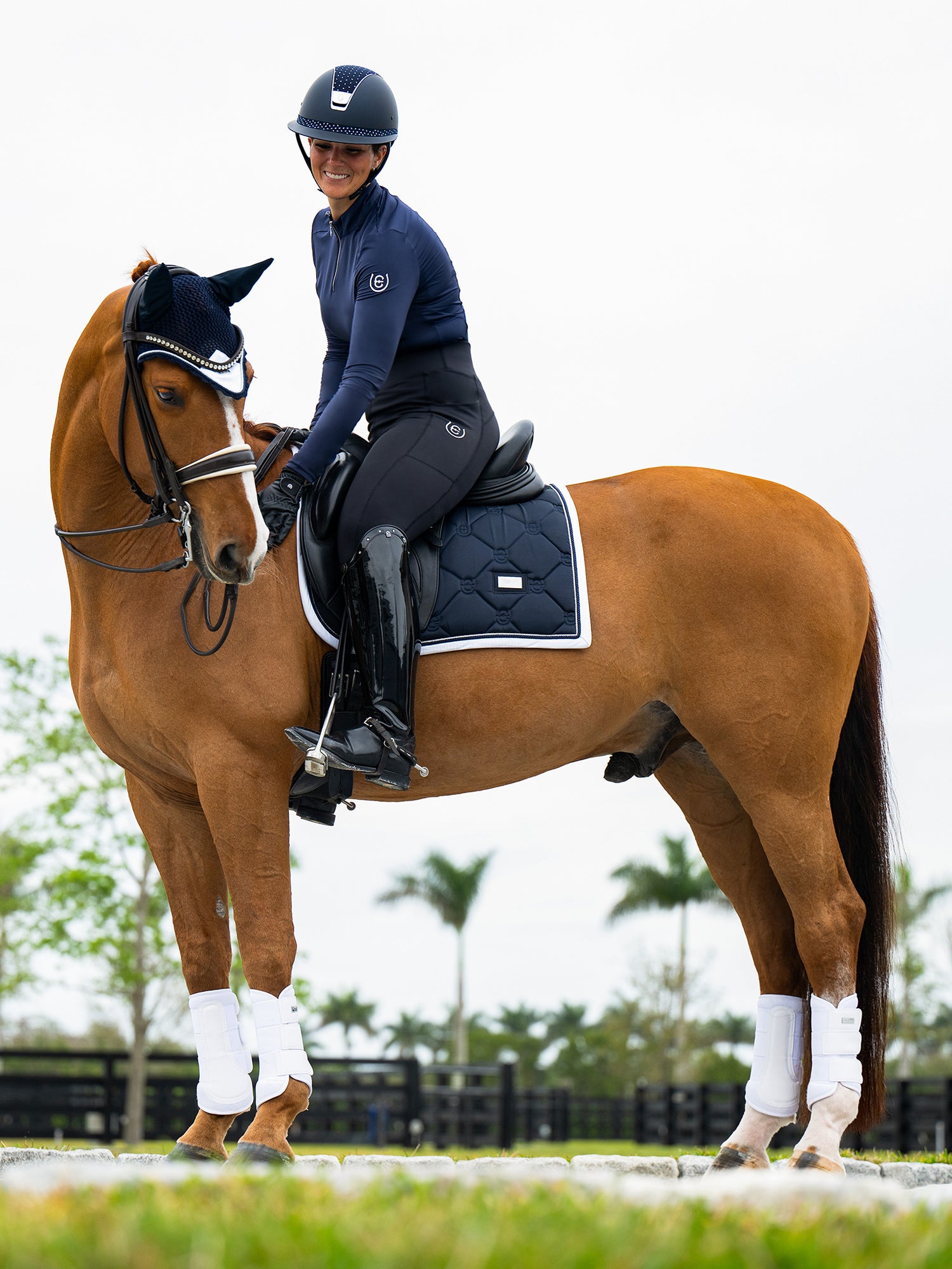 Dressage Saddle Pad Midnight White Edge