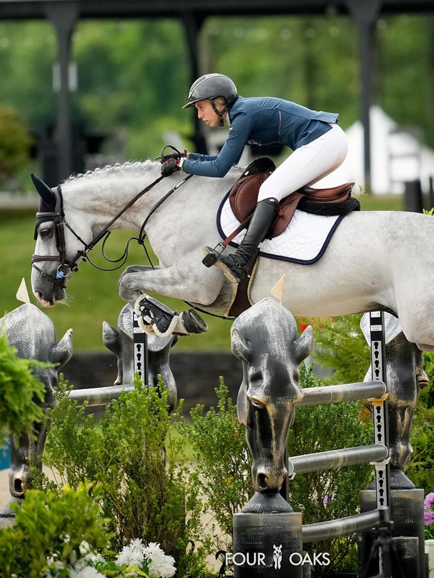 Jump Saddle Pad Modern White Navy