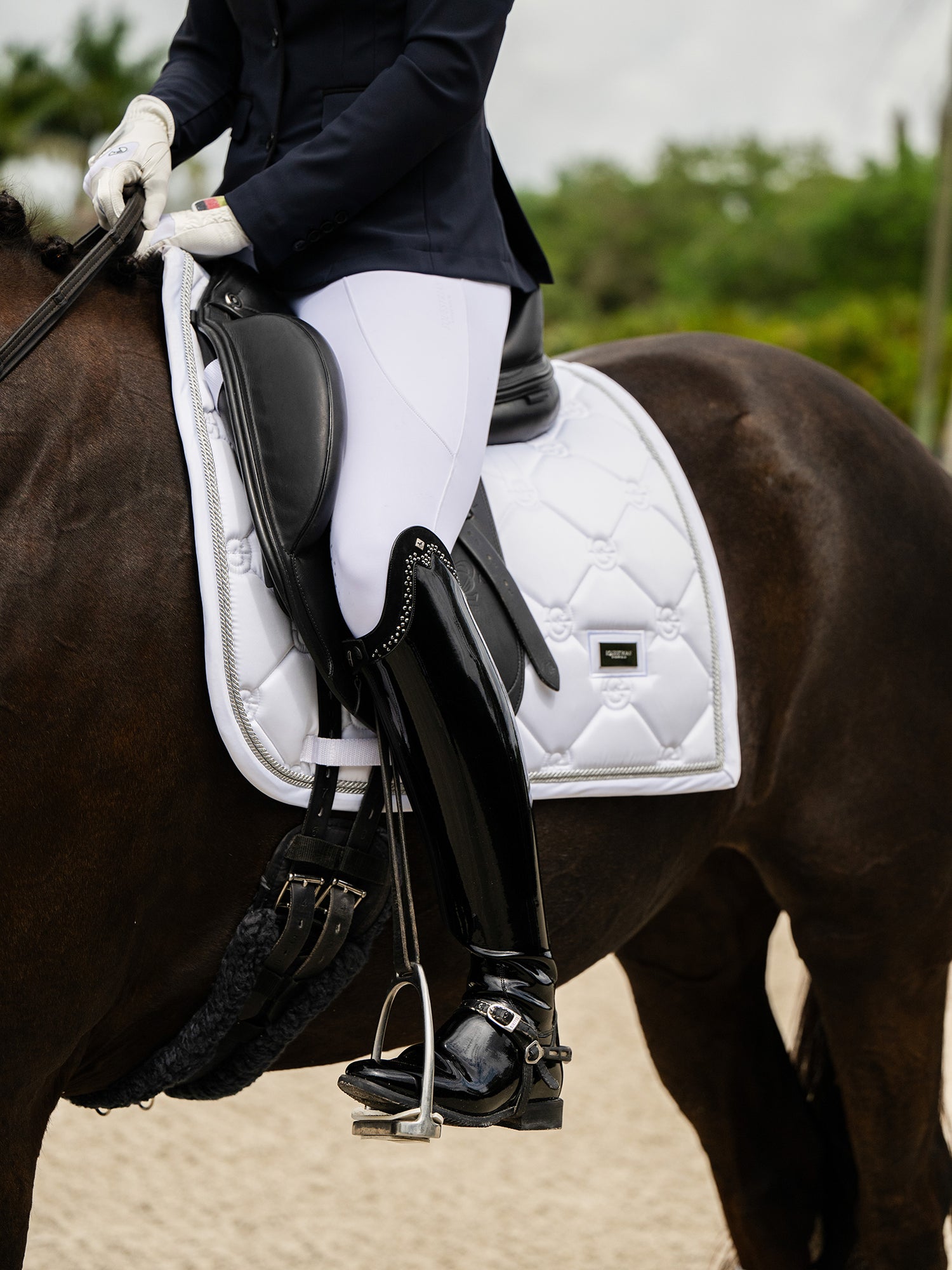 Dressage Saddle Pad White Perfection Silver